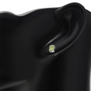 5x7mm Oval Prong-Set Peridot Stone Sterling Silver Stud Earrings - e446